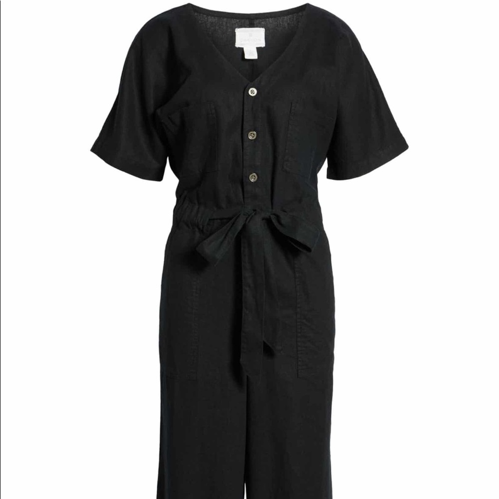 Caslon Black Short-Sleeve Utility Jumpsuit
